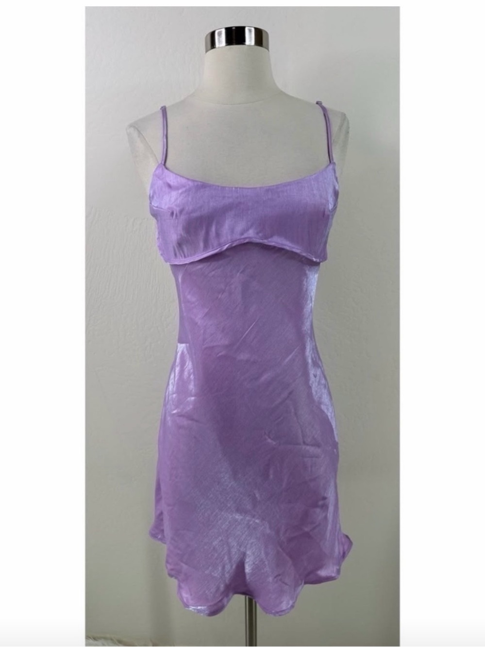 Princess Polly Lilac Satin Slip Dress with Spaghetti Straps